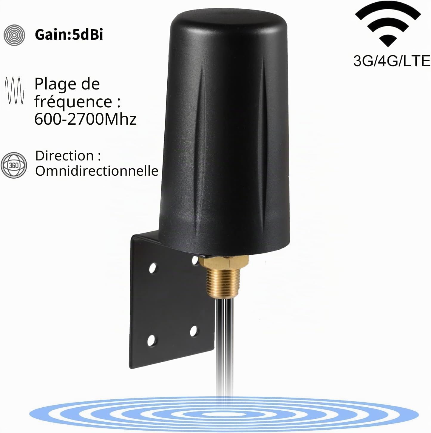 Antenne extérieure omnidirectionnelle 4G LTE 2 x 2 MIMO à profil bas compatible avec Huawei TP-Link 4G LTE Internet Hotspots, routeurs et passerelles Supaerial