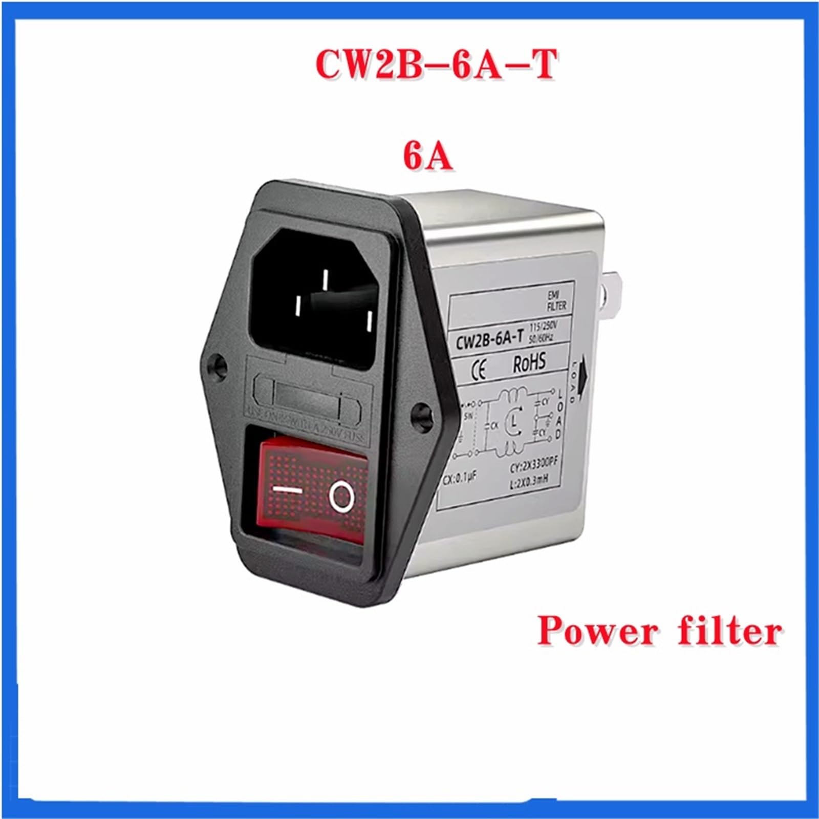 Tipo di presa Filtro di alimentazione CW2B-3A-T CW2B-6A-T CW2B-10A-T Con interruttore di sicurezza luminoso for illuminazione anti-jamming CW2C-10A-T(CW2B-6A-T)