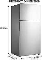 Vista 8 de 30" Freestanding Top Freezer Refrigerator, 18.0 Cu. Ft. Frost Free Refrigerator, Full Size Refrigerator with Freezer, Garage Fridge, Standard Depth