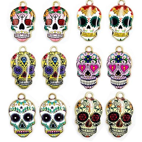 12pcs Halloween Skull Charms Enamel Metal Jewelry Charms for Earrings Bracelet Necklace DIY Jewelry Making Accessories - Skull(Z91) Cover