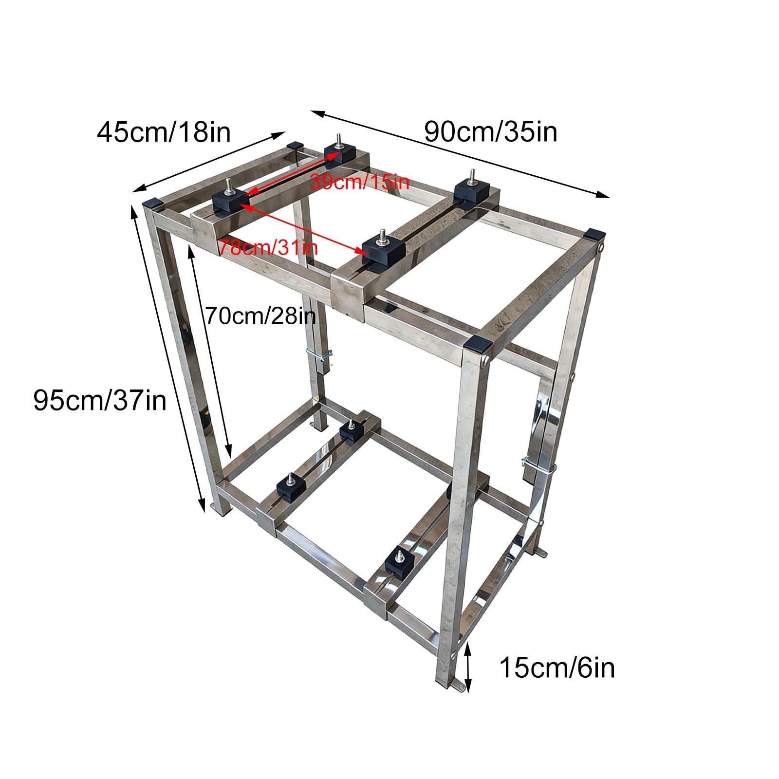 Dwupoziomowy Wspornik do Klimatyzatora, Stojak ze Stali Nierdzewnej do Klimatyzatorów Typu Mini Split, do Jednostek o Mocy 9000-30000 BTU(90x45x95cm/35x18x37in)