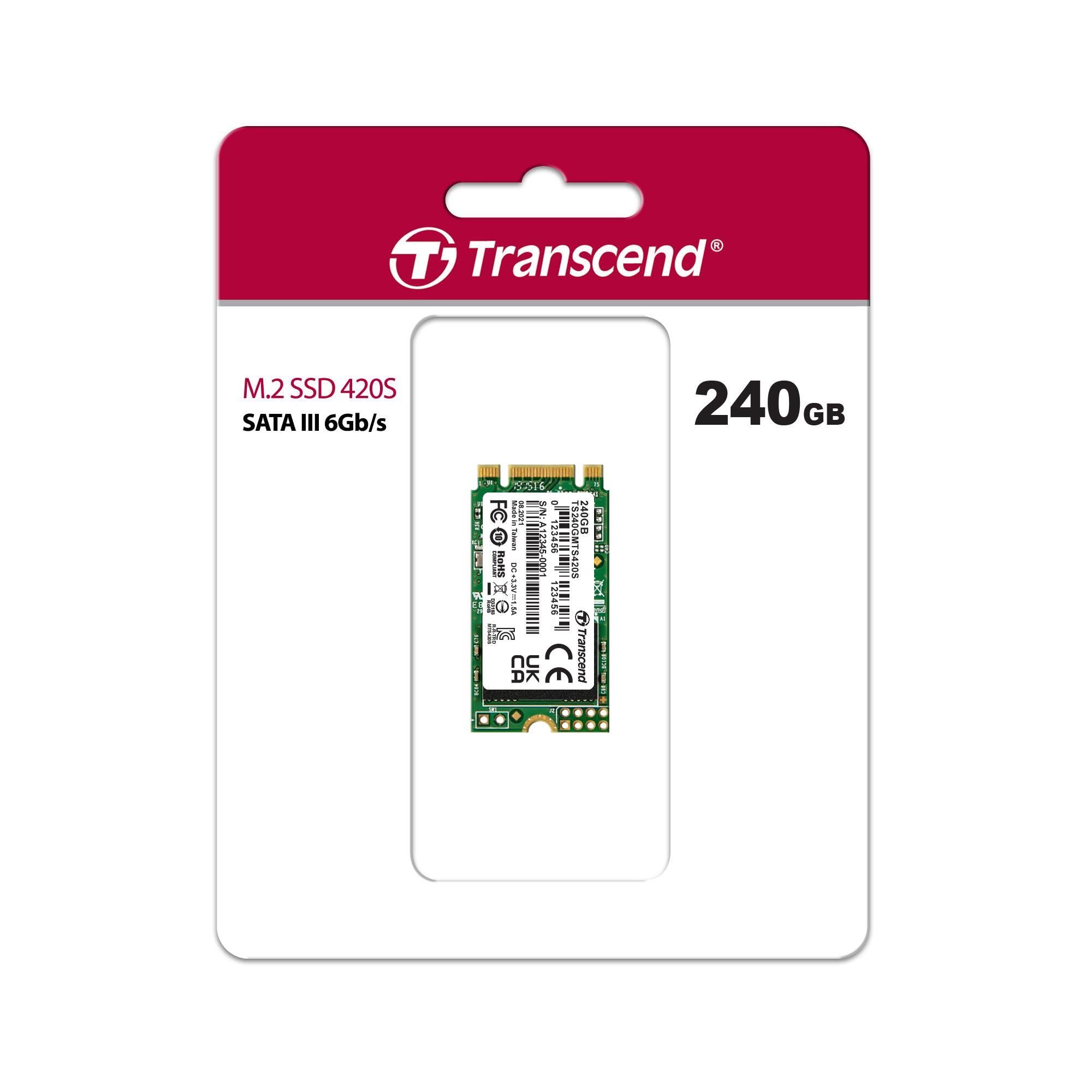 Transcend MTS420S 240GB SSD interno M.2 2242 SATA III 6 Gb/s, memoria 3D TLC NAND - TS240GMTS420S