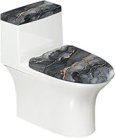 Vista 11 de Cubierta de asiento de inodoro con estampado de cebra, cubierta de tapa de tanque de inodoro ovalada negra, alargada, redonda, repuesto