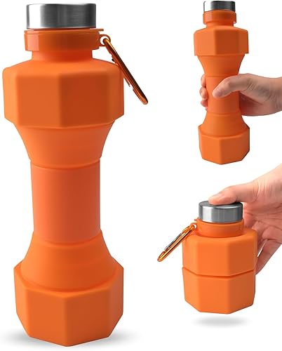 Miniatura 1 de Mitour Botellas de agua plegables, botella de agua plegable de silicona de 22.88 onzas, a prueba de fugas, sin BPA, botella de agua de viaje con