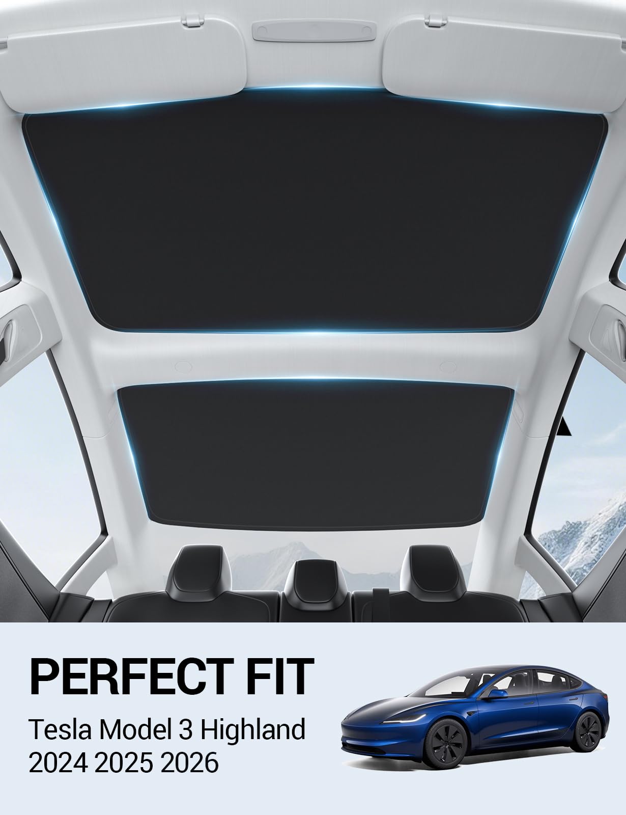 Amazon | Motrobe 2024 Teslaモデル3 ガラスルーフサンシェード 日焼け