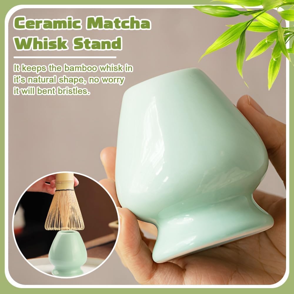 Soporte para batidor Matcha, Soporte de Cerámica para Matcha, 1 unidad Soporte de cerámica para batidor de matcha de bambú Chasen accesorio para juego de té(verde)