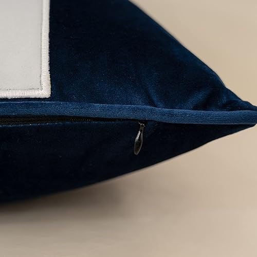 Miniatura 4 de Yangest Funda de almohada decorativa de terciopelo azul marino, funda de cojín moderna de 18 x 18 pulgadas para sofá, dormitorio, sala de estar,