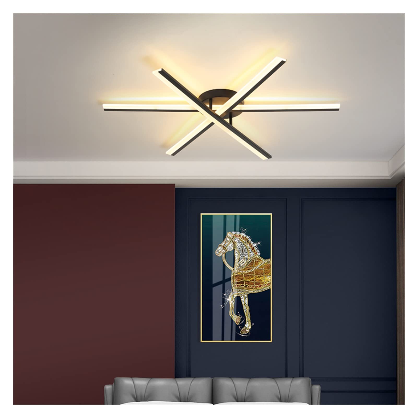HXYSXHJUO Modern LED Pendant Light Dimmable Fan Shaped Chandelier for Living Room Bedroom Restaurant Stylish White Black Ceiling Fixture