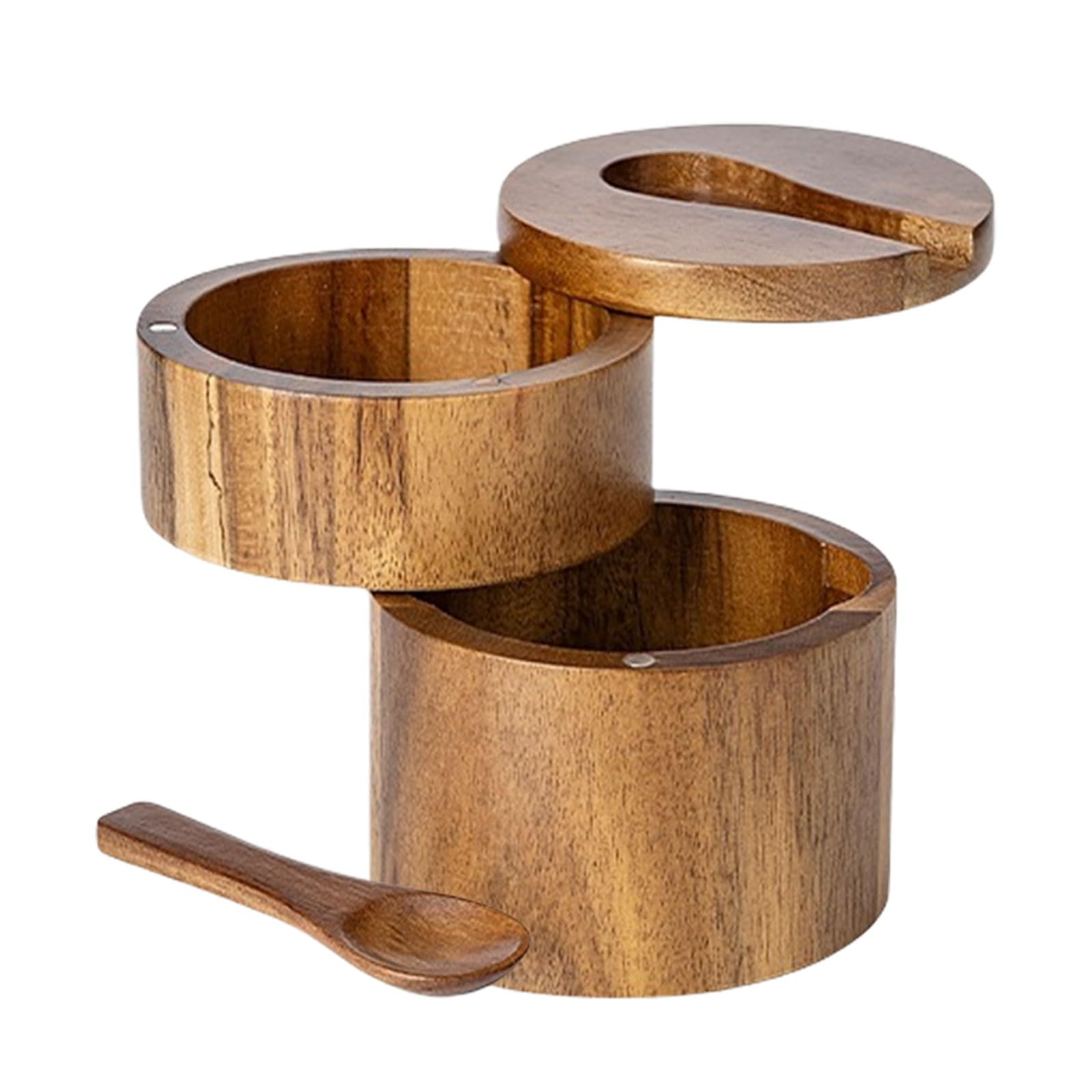 YROHGKPN Sturdy Wood Condiment Container Use Friendly Spices Pots Practical Kitchen Decorative Organizers with Lid Cellar