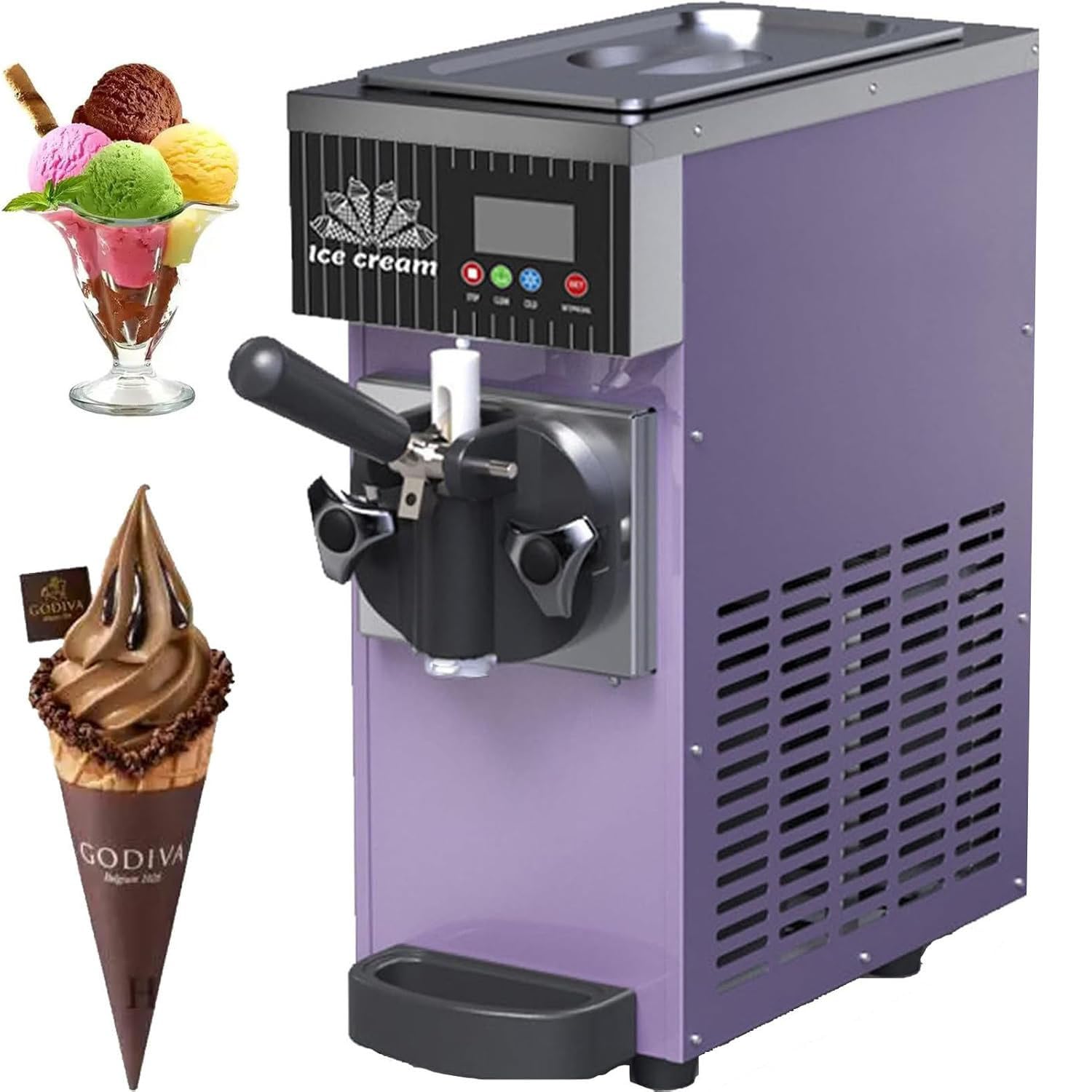 Machine à glace molle de comptoir pour restaurants et pâtisseries
