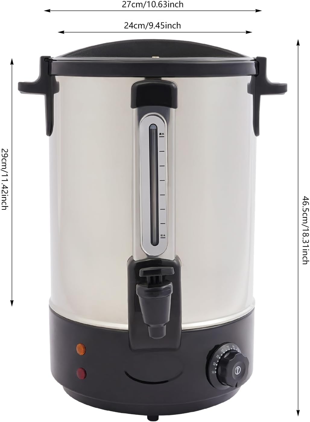 Commercial Coffee Urn, 110V 1800W Electric Coffee Maker Hot Coffee Dispenser with Adjustable Temperature 86°F-248°F for Homes, Offices, Restaurants, Outdoor Picnics (Black, 3.43gal)