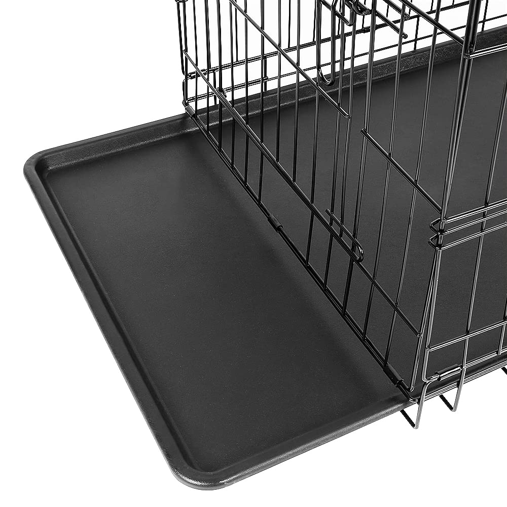 Jaula para perro, jaula de transporte para perros con 2 puertas, jaula de perro interior con asas y bandeja negra, doble puerta extraíble, fácil limpieza (106 x 76 x 71 cm)