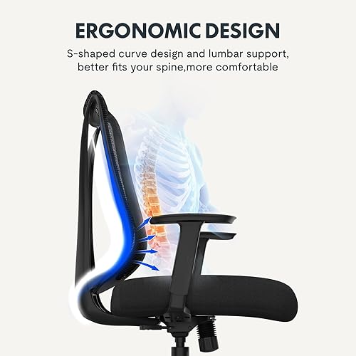 Miniatura 4 de FLEXISPOT OC1 Silla de escritorio ergonómica, cómoda silla de oficina con asiento grande, soporte lumbar y malla transpirable, ideal para el hogar,