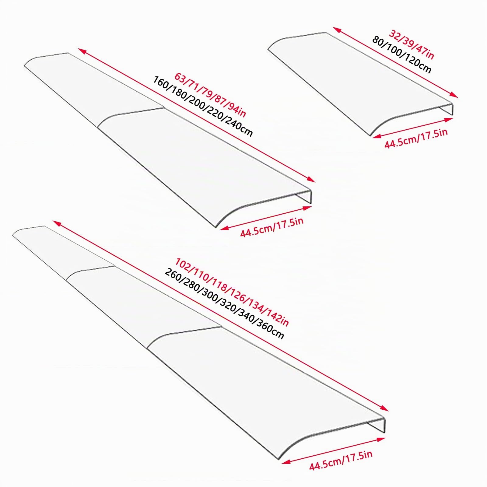 Polycarbonat-Vordach für Haustür,Transparentes Pultbogenvordach,Türvordach,UV-Beständiger Überdachung Haustür,3,5mm Dick Pultvordach,für Garage Balkon Fenster Haus (50x120cm/19.6"x47")