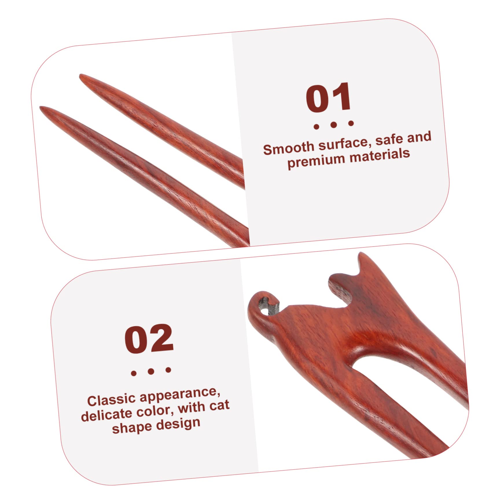 Healeved 3piezas Horquilla De Madera Vintage Diseño De Gato Para Peinados Herramienta De Estilo Para Mujeres y Niñas Para Recogidos y Moños