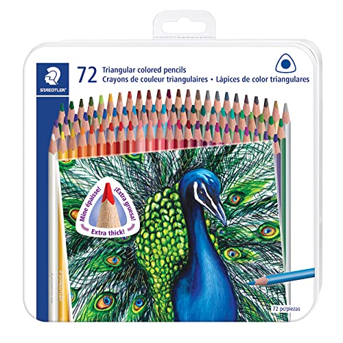 Staedtler Colored Pencils, Triangular Barrel, 4mm, 72 Pieces...