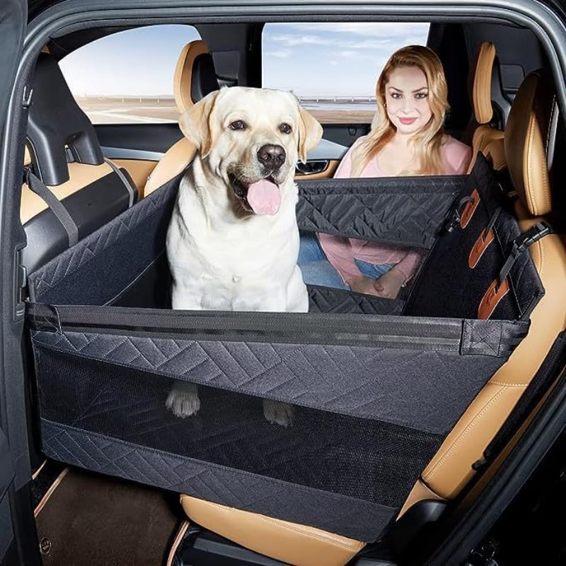 大型犬可　ペットドライブボックス ブラック 後部座席用　ドライブシート Amazon.co.jp: ドライブベッド 犬 車用ペットシート 大型犬小型