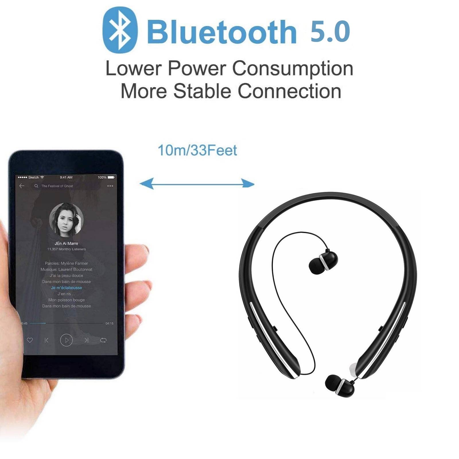 Neckband Bluetooth Headphones Retractable Review - Dettaglio