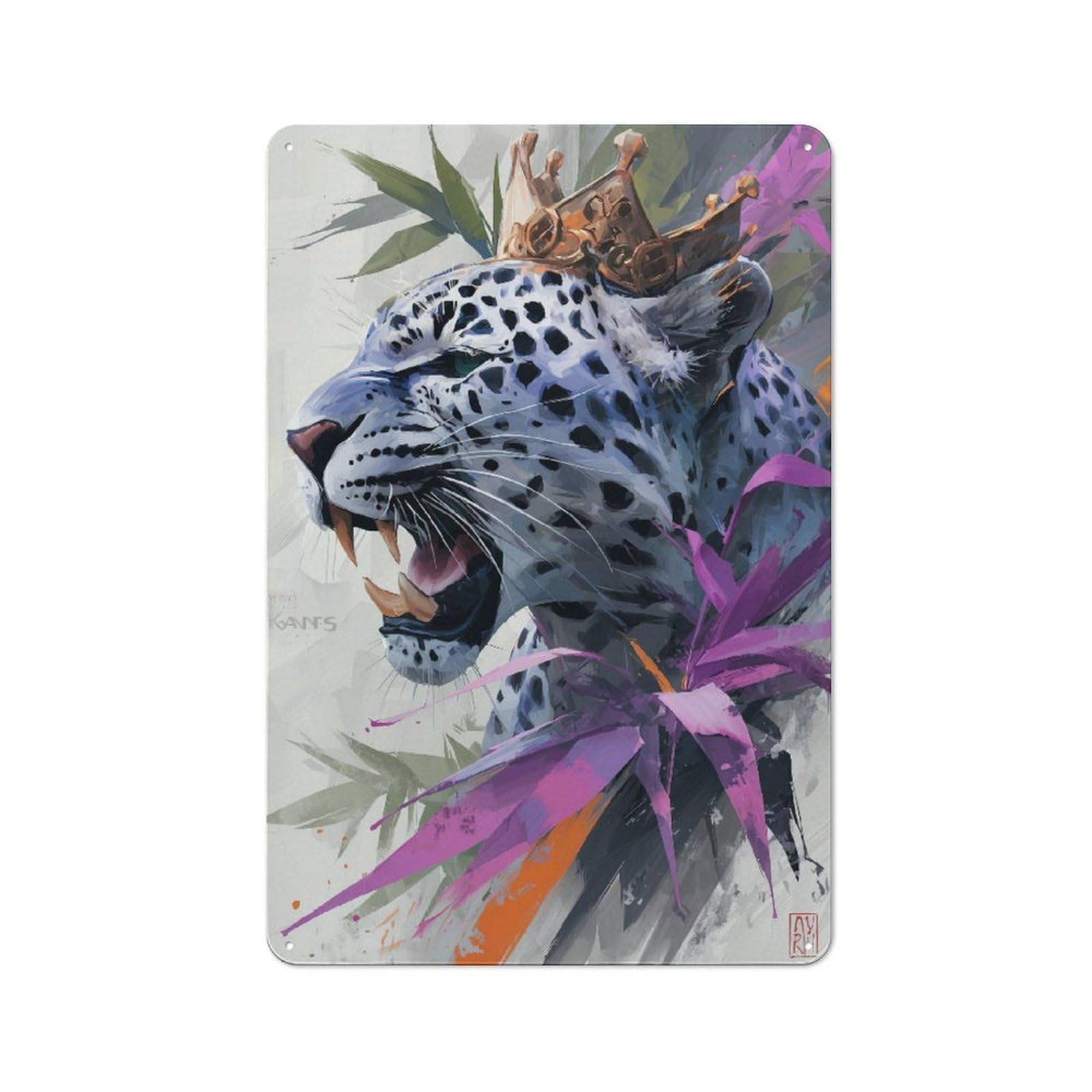 Junmoney Royal Roar Leopard's Majesty Tin Sign 30X20cm With For Workshop Wall, Retro Decor, For Vintage Wall Decor Fans, For Garage And Workshop Walls