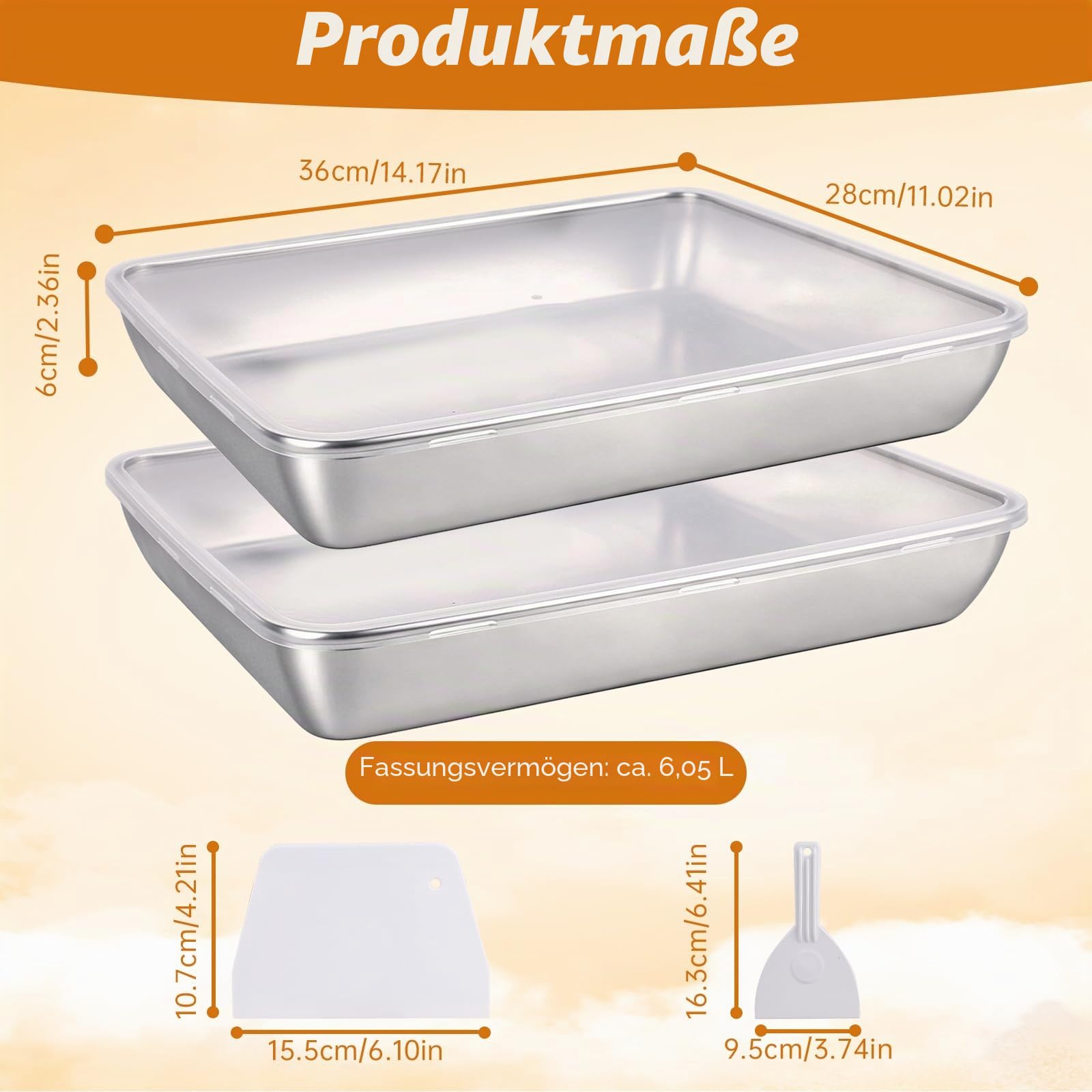 Pizzaballenbox Edelstahl mit Deckel, 2er Gärbox Pizzateig für 4–6 Teiglinge