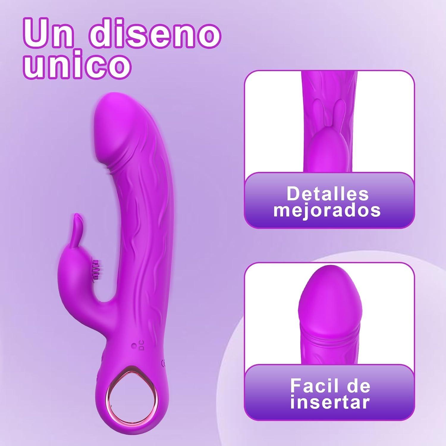 Vibratore a Forma di Coniglio Viola con 10 Frequenze Vibrazioni Materiali ABS+Silicone IXP6 Impermeabile Carica Magnetica 1H Pacchetto Privacy Massimo Piacere e Discrezione