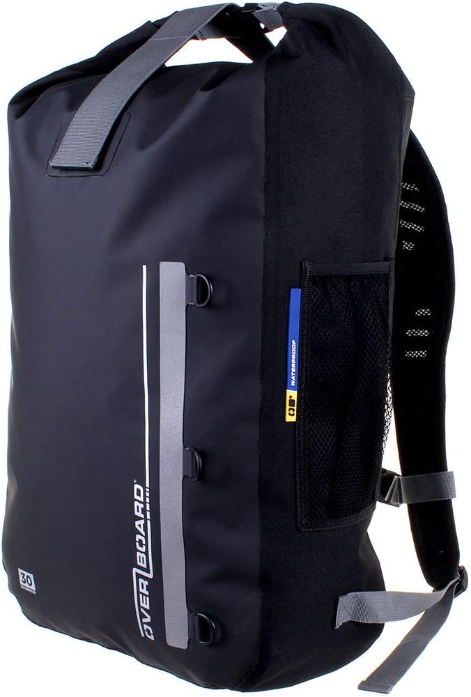 OverBoard Classic Waterproof Backpack | 30 Litre Floating Pack | 100% Waterproof Dry Bag with Top Fold Seal System (Black)