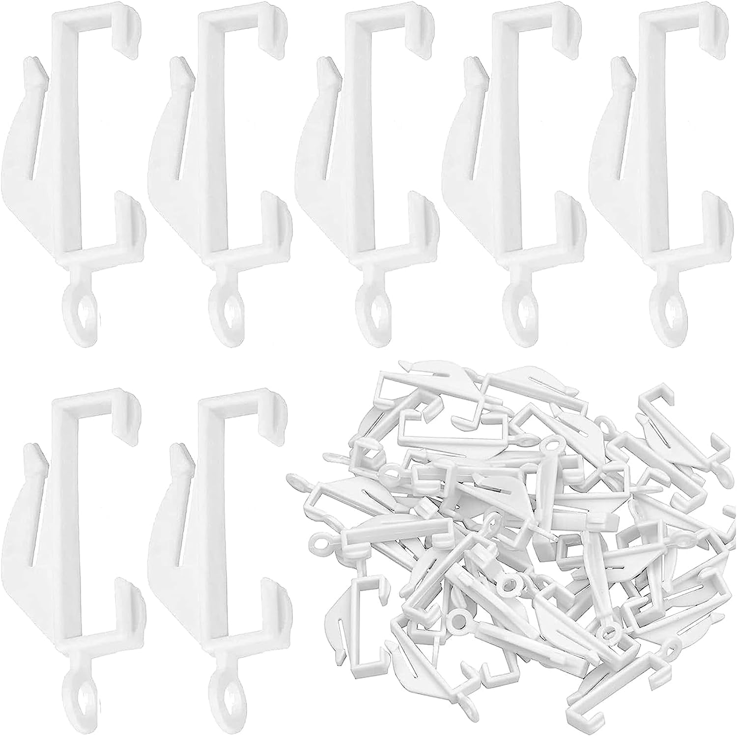 GSV Essentials Curtain Hooks, Easy Installation, Sturdy Construction, Sleek Design, Long-Lasting, Perfect for Use in Living Rooms, Bedrooms, Offices, Smooth Finish, White, (240 Pcs)