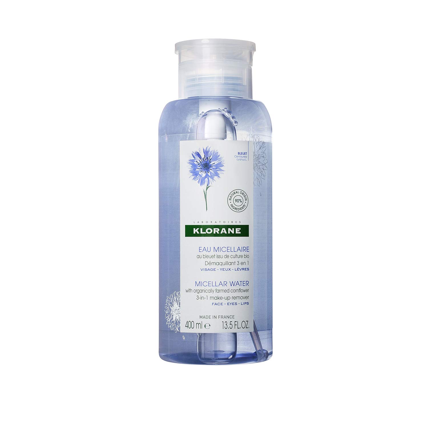Klorane - Micellar Water With Organically Farmed Cornflower - Cleanser, Makeup Remover, & Toner - For Sensitive Skin - Fre...