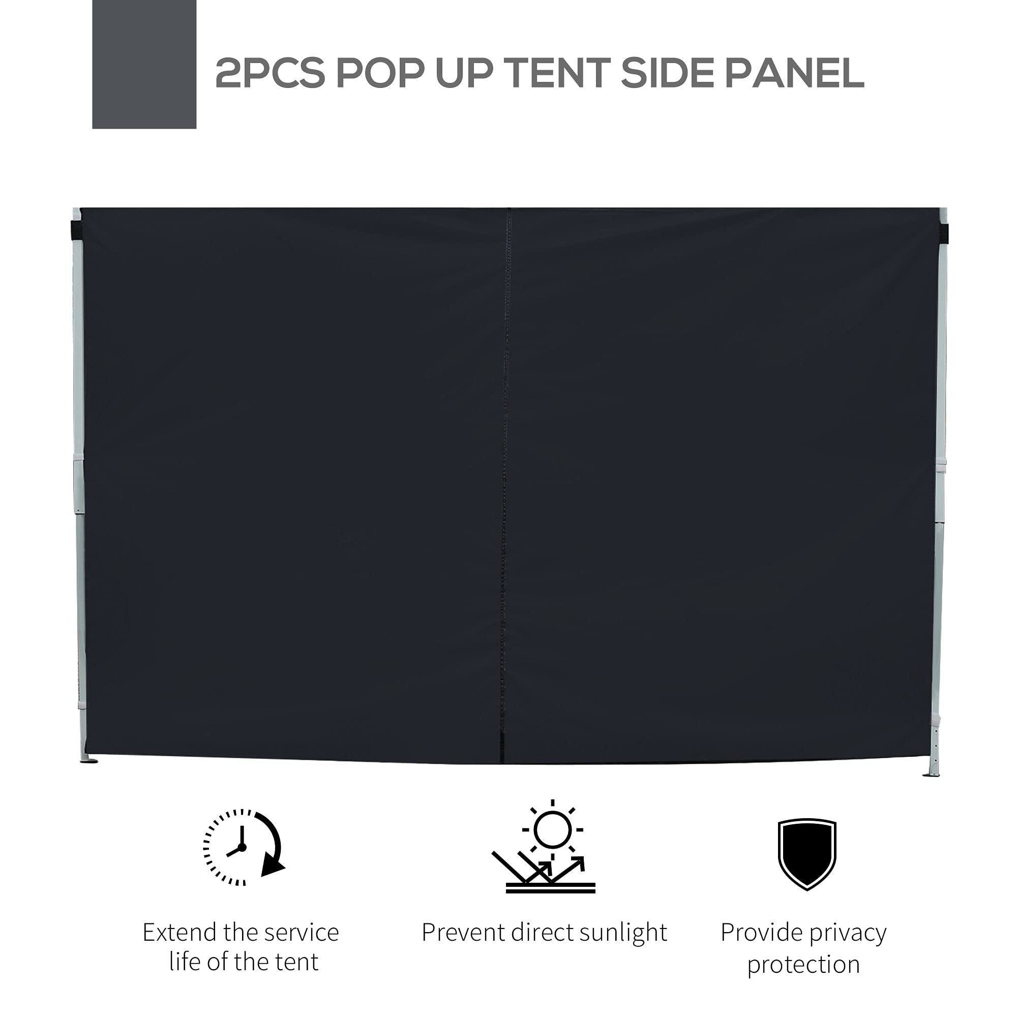 Outsunny 3 Meters Gazebo Replaceable Exchangeable Side Panel Wall Panels Walls With Window, Black, 295 x 200 cm - Image 3