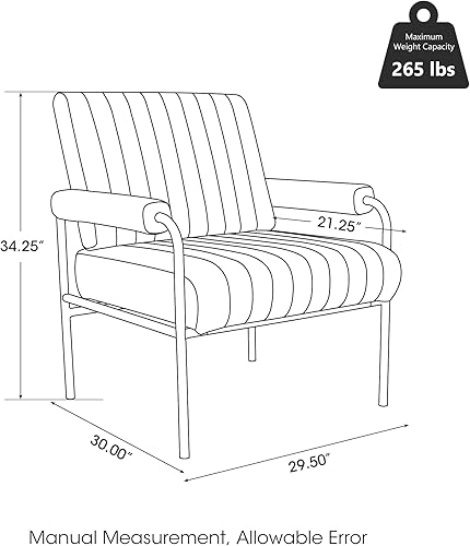 Miniatura 3 de Glitzhome Juego de 2 sillas de sala de estar, sillas de estilo moderno de mediados de siglo con reposabrazos acolchado, silla de lectura, silla