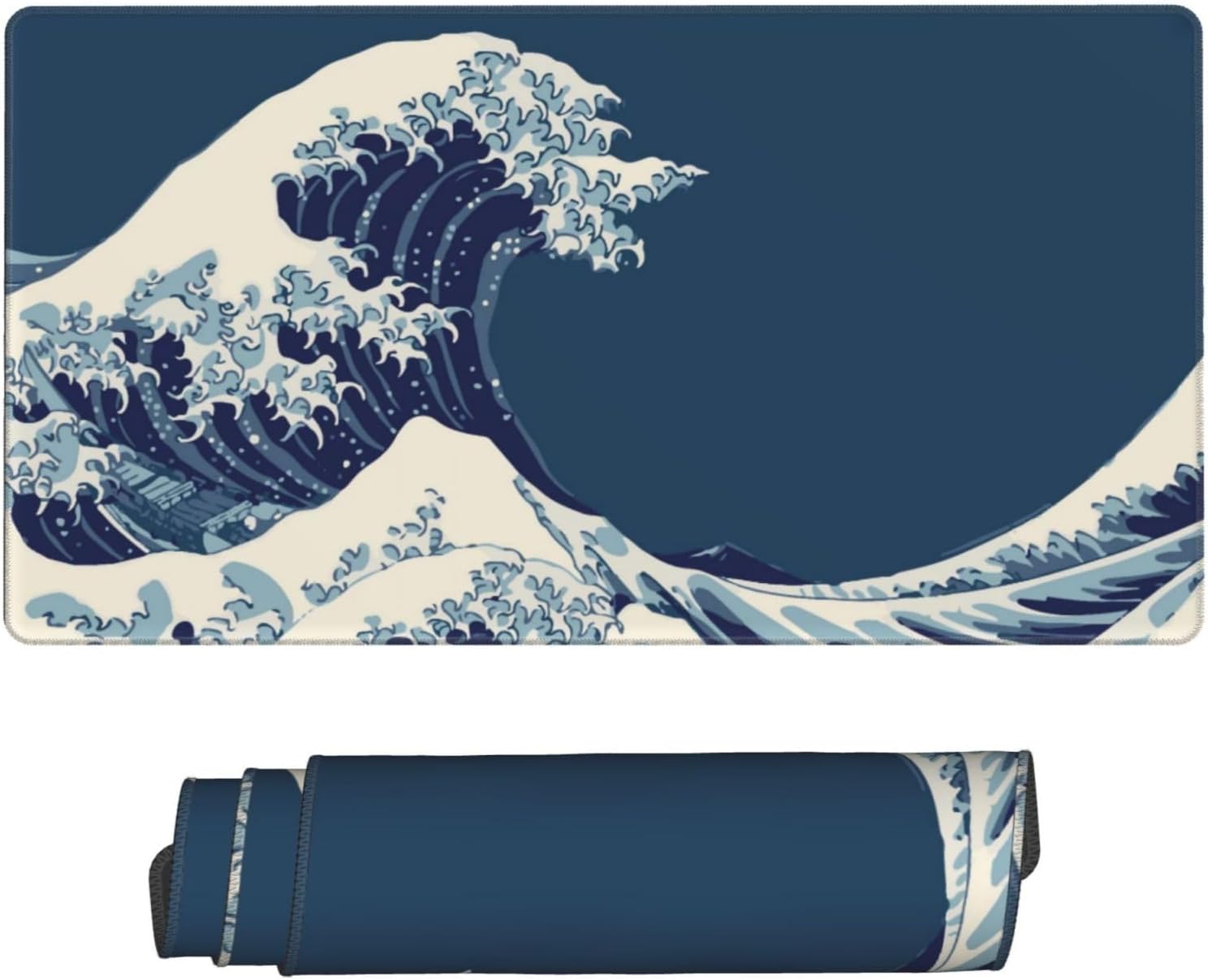 MTG Playmat Blue Great Wave TCG Mat Board Game Card Game Trading Card Game Play Mat Desk Pad Original Hand Painted Stitched Edges Smooth Surface Rubber Base 23.6x13.8in