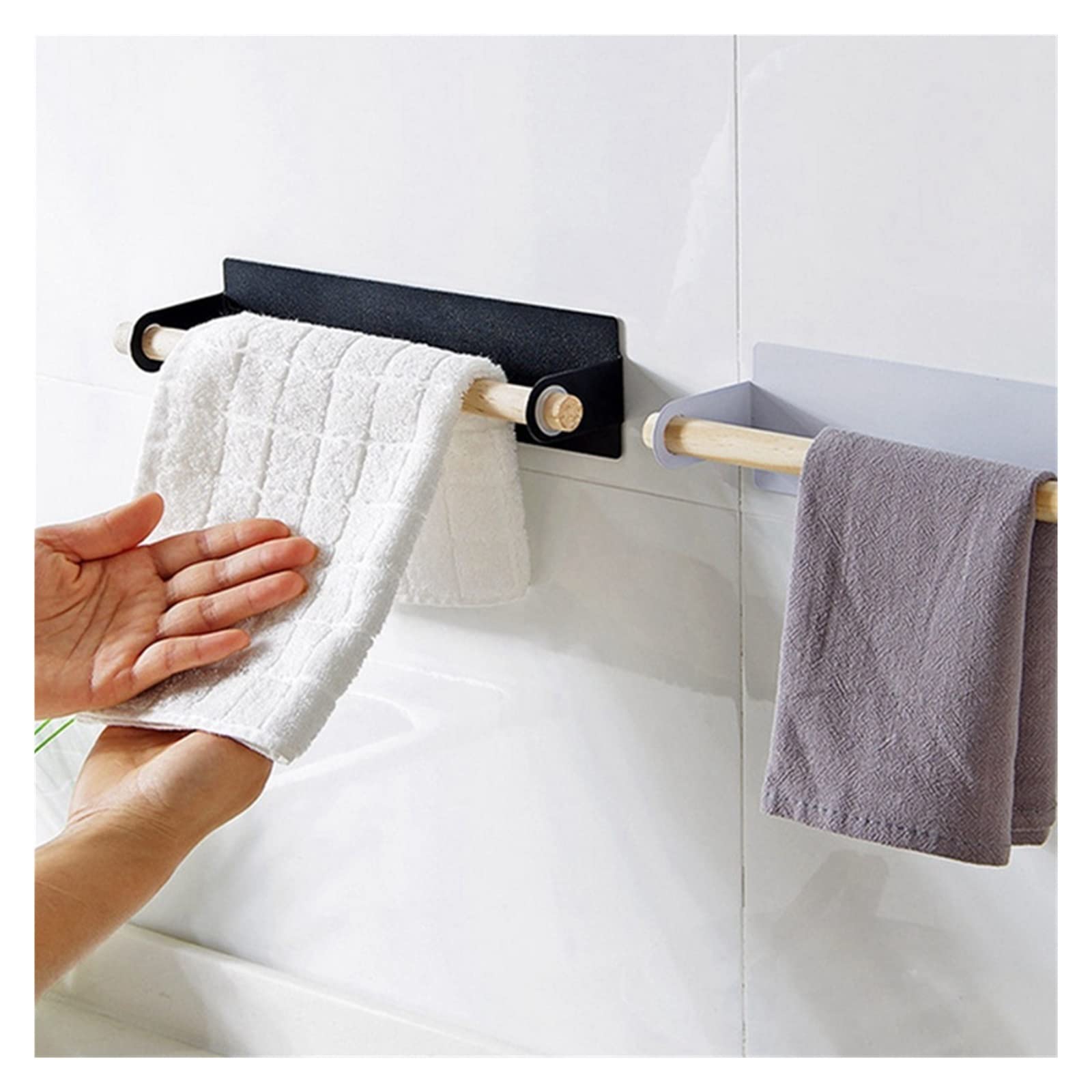 Portarotolo e portasciugamani da bagno a parete, con ventosa autoadesiva, porta spazzolino da denti e tazza, salvaspazio, per asciugamani e oggetti essenziali