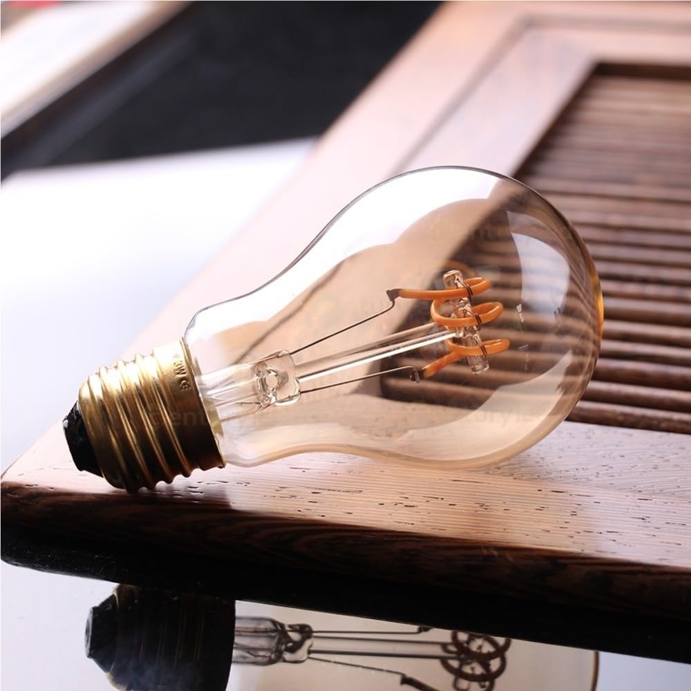 fengyan Casa bombillas, Paquete de 10, lámpara LED de filamento suave flexible AC220V E27 3W A19/A60 amarillo cálido 2200K bombilla regulable Familiar Lámpara