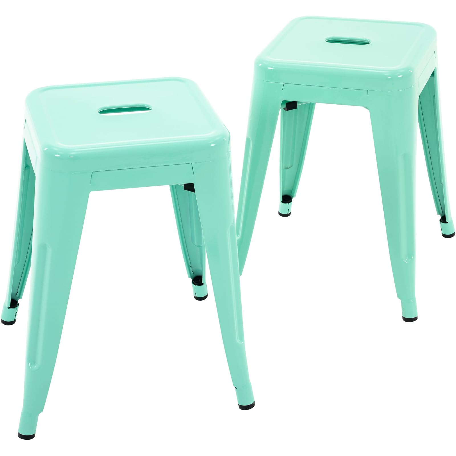 18 Inch Metal Stools Set of 2, Stackable for Indoor Outdoor, Mint Green