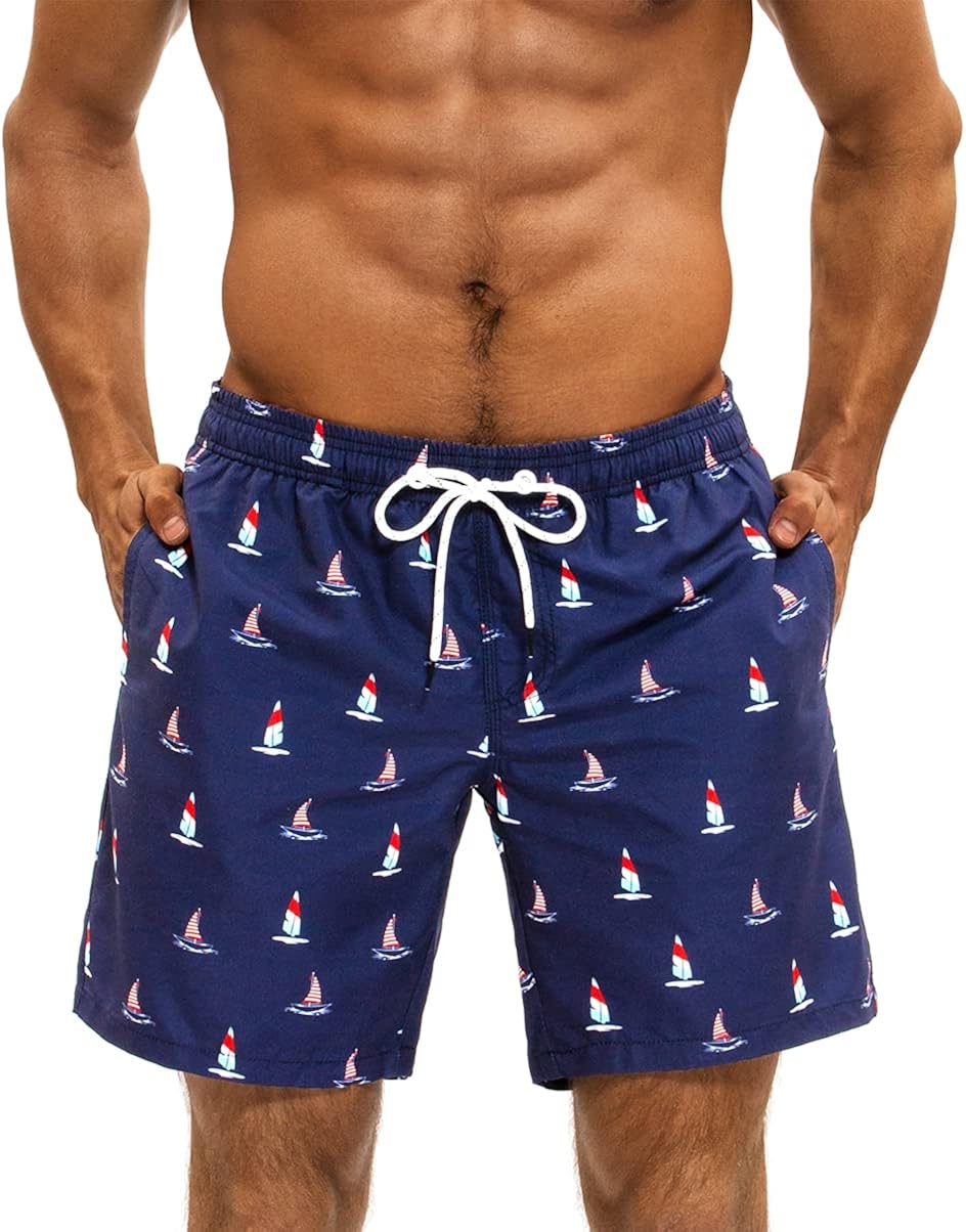 Babcoast Mens Swim Trunks with Mesh Lining Quick Dry Board Shorts Mens Swimwear