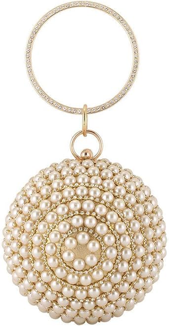 CORIOS Womens Round Ball Clutch Purse Rhinestones Evening Handbag Beaded Pearl Clutch Bag