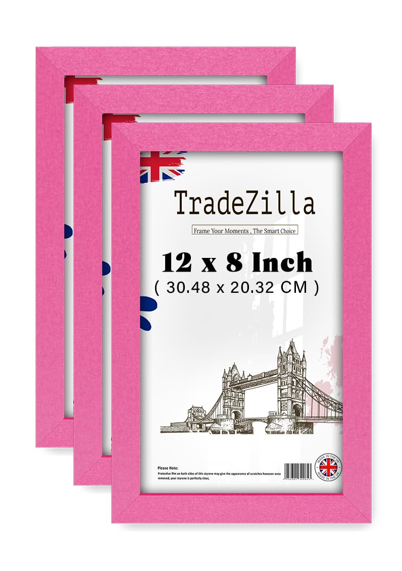 Tradezilla Pink Pack Of 3 Mdf Wood Picture Frame (30.48 X 20.32 Cm) Wall Gallery Art Frame For Home & Office, Premium Mdf Wood, Hanging Hooks For Vertical & Horizontal Display [ ]