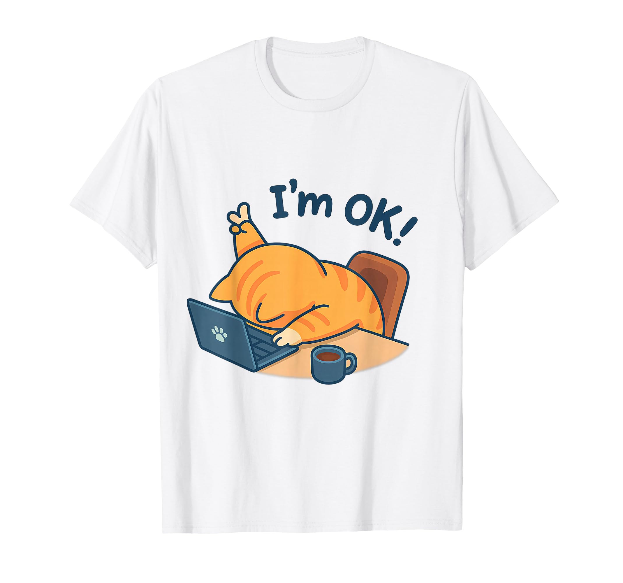 Amazon | I'm OK おかしな猫 在宅勤務 コーヒーミーム Tシャツ | T
