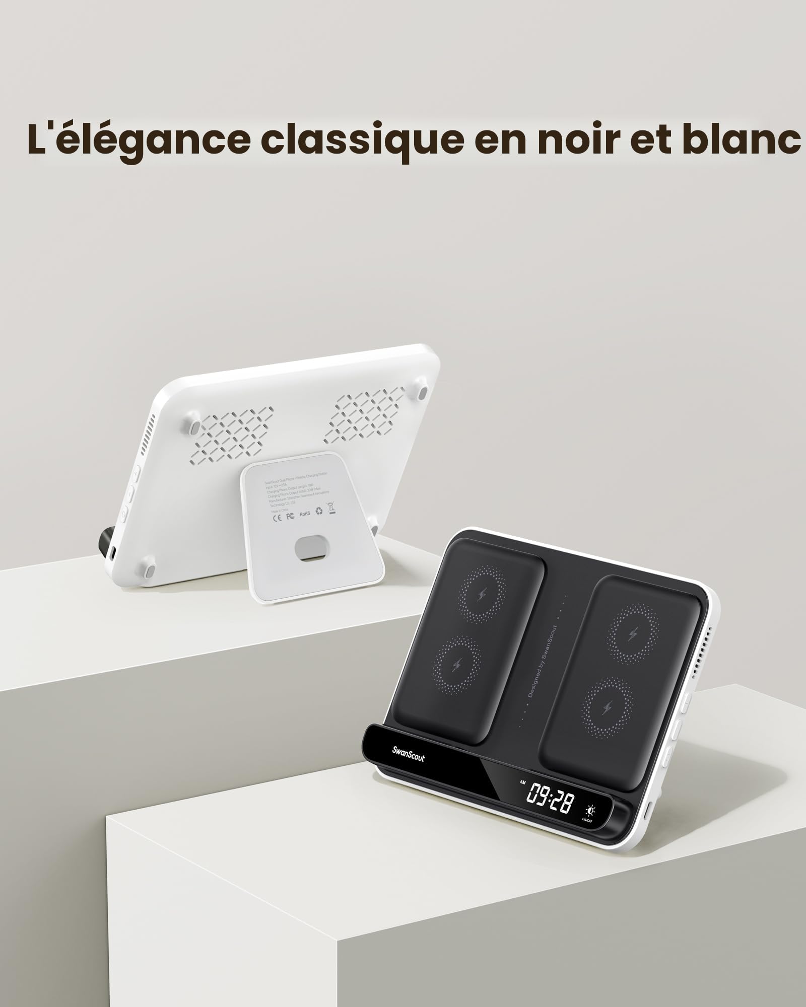 Chargeur Induction pour Samsung Z Fold 8 Ultra/7/6/5/4 (Not for Z Fold 8) | Station de Charge pour Galaxy Z Fold 6/5/4/3/2/1, Pixel 9 Pro Fold/Pixel Fold, Galaxy Buds, SwanScout 504F