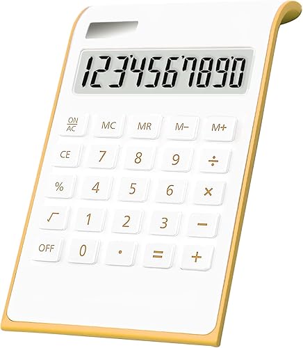 Sportsvoutdoors - Calculadora de escritorio delgada de 10 dígitos básica calculadora de escritorio de doble alimentación pantalla LCD inclinada