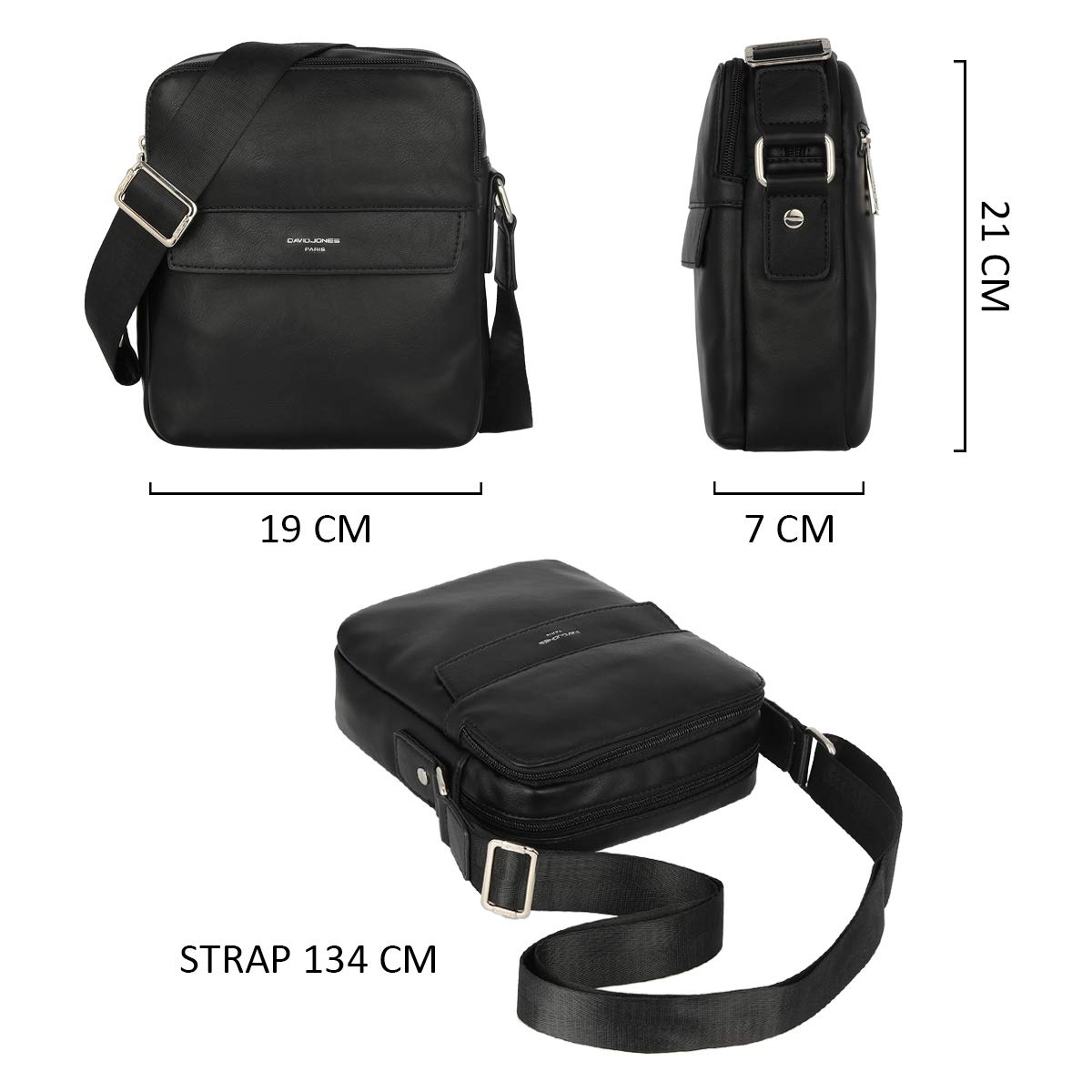 David jones - Mężczyzn Torba na Ramię - Męska Listonoszka Skórzana PU - Crossbody Messenger Bag Wiele Kieszeni - Torebka Robocza Biznesowa Biurowa