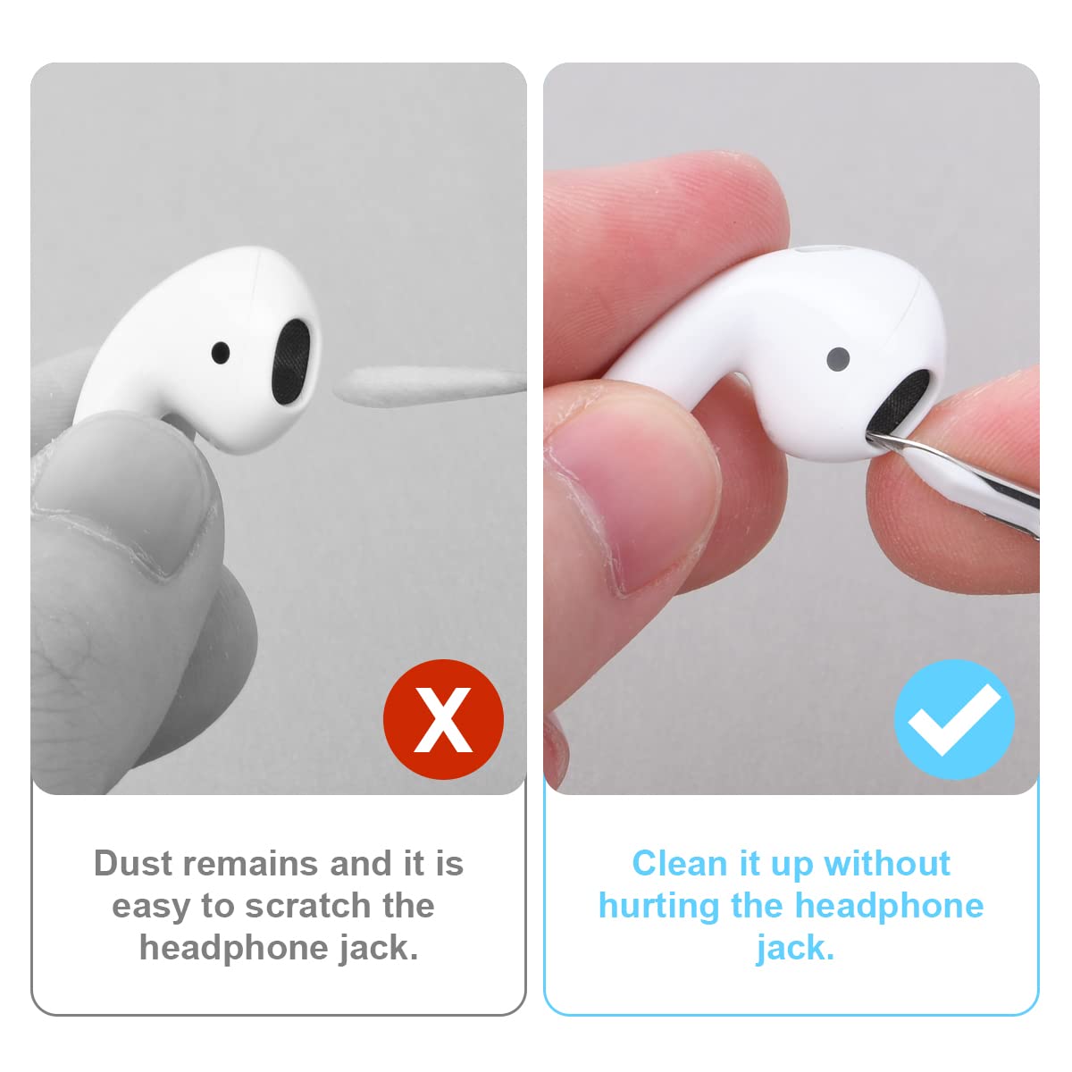 Vicloon Nettoyeur Airpods,3 in 1Kit Nettoyage pour AirPods avec Brosse en Microfibre Douce pour Écouteurs Bluetooth Appareil Photo/Port Téléphone Phone