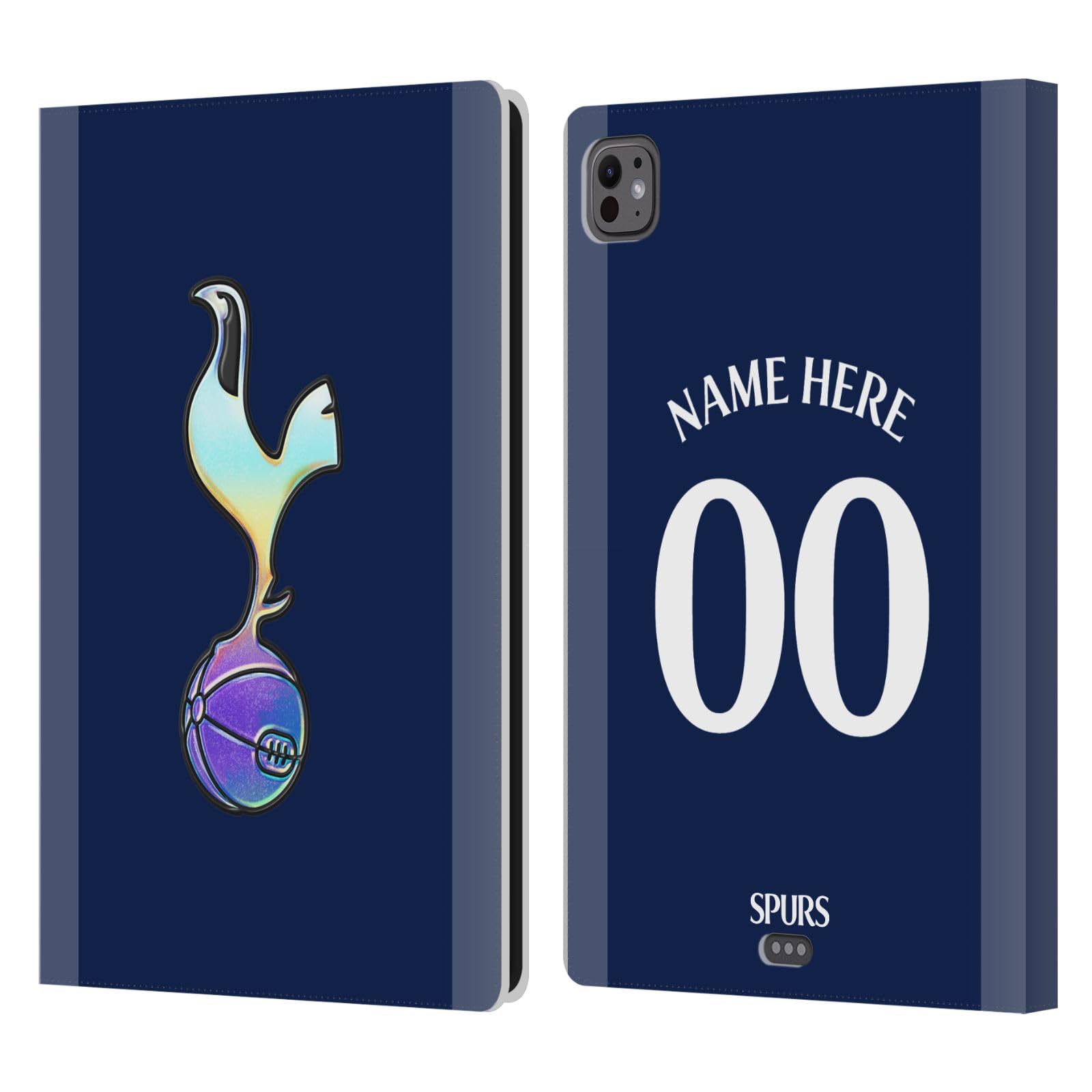 Head Case Designs Officially Licensed Custom Customized Personalized Tottenham Hotspur F.C. Dark Blue and Purple 2023/24 Badge Leather Book Wallet Case Cover Compatible with Apple iPad Pro 11 M4 2024