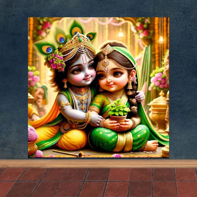 Image of British Terminal Cute little Bal Gopal Baby God Krishna| Kanha Ji | Laddu Lord Makhan Chor Painting Religious Poster for Pregnant Women for wall (matt thin vinyl,sticker,multicolor,unframed)| bj327