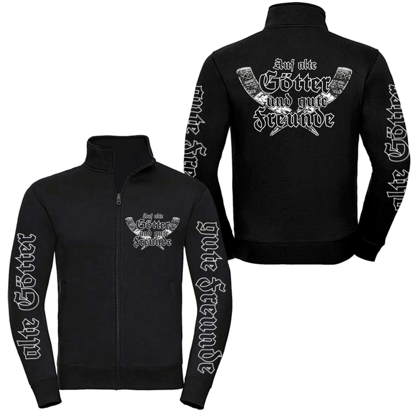 Jacke mit Stehkragen S-XXXL, Met Saufen Wotan Odin Wikinger Freundschaft Böhse Tattoo Fan