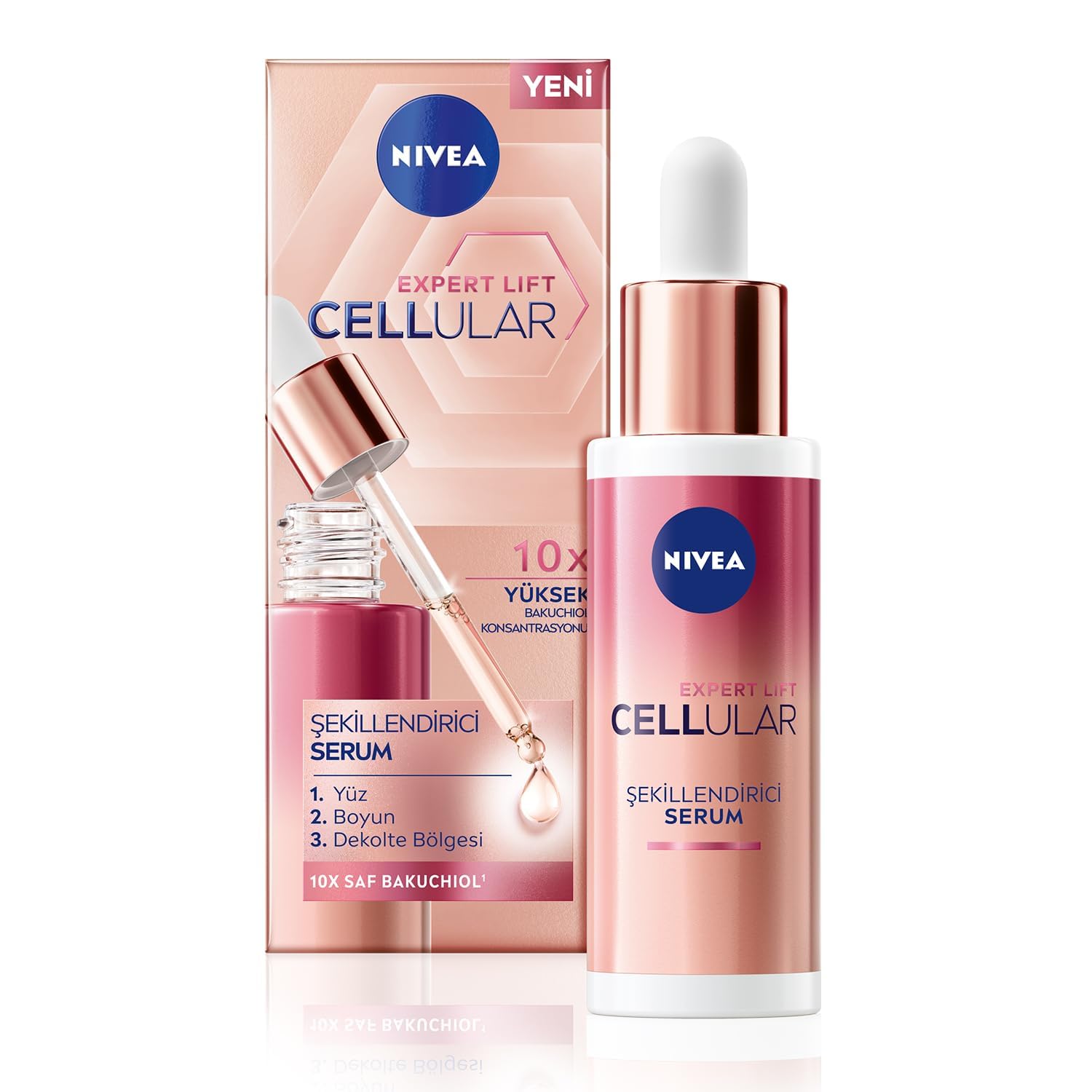 NIVEA Cellular Expert Lift Kolajen Tetikleyici Kırışıklık Karşıtı Cilt Serumu 30 ml + Kırışıklık Karşıtı ve Nemlendirici Gece Kremi 50 ml + Cilt Dolgunlaştırıcı Yüz Maskesi 28 gr
