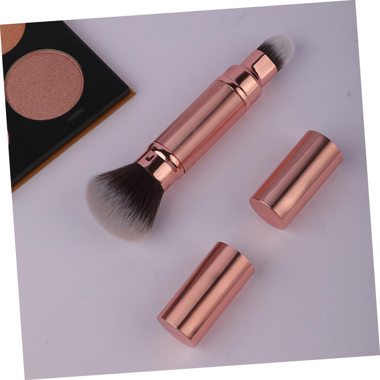 Mikinona Set 2 Pennelli Trucco Viso Doppia Estremità Retrattili con Cappuccio Pennello Multifunzione in Fibra Sintetica per Ufficio e Viaggio
