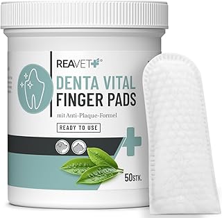 ReaVET Denta Vital - Dental Care Finger Pads for Dogs & Cats Pack of 50 - Teeth Cleaning, Dental Care without Toothbrush Tartar Remover I Finger Pads, Finger Cots Against Bad Breath product image