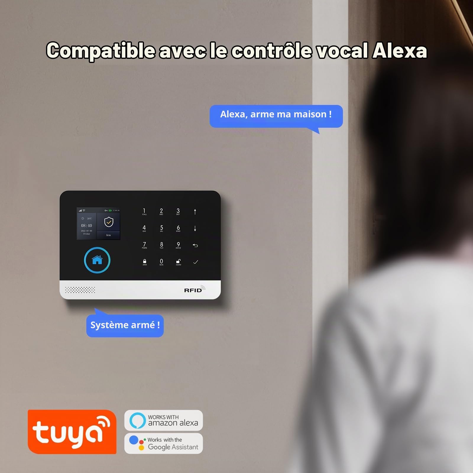 Système d'alarme Domestique sans Fil 4G+WiFi avec caméra extérieure - Installation Simple et Rapide, sans Frais mensuels, contrôle Via Application pour la sécurité de Votre Domicile