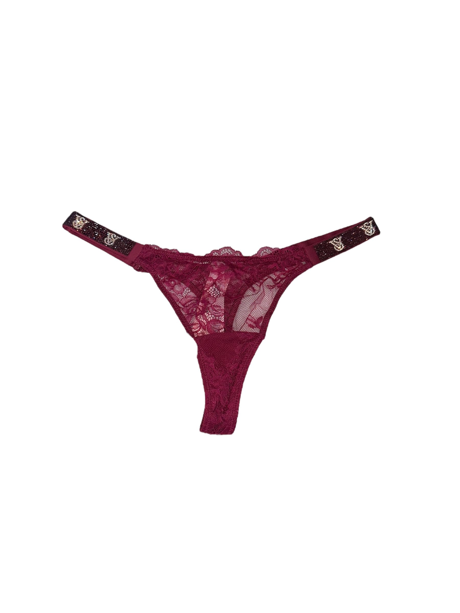 Victorias Secret Shine Strap Very Sexy Lace Thong Panty Color Red New
